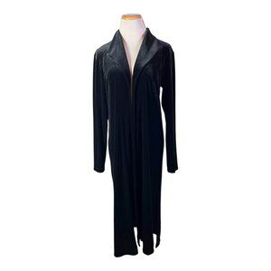 Chico's Size 1 (M) Black Stretchy Velvet Open-Front Jacket